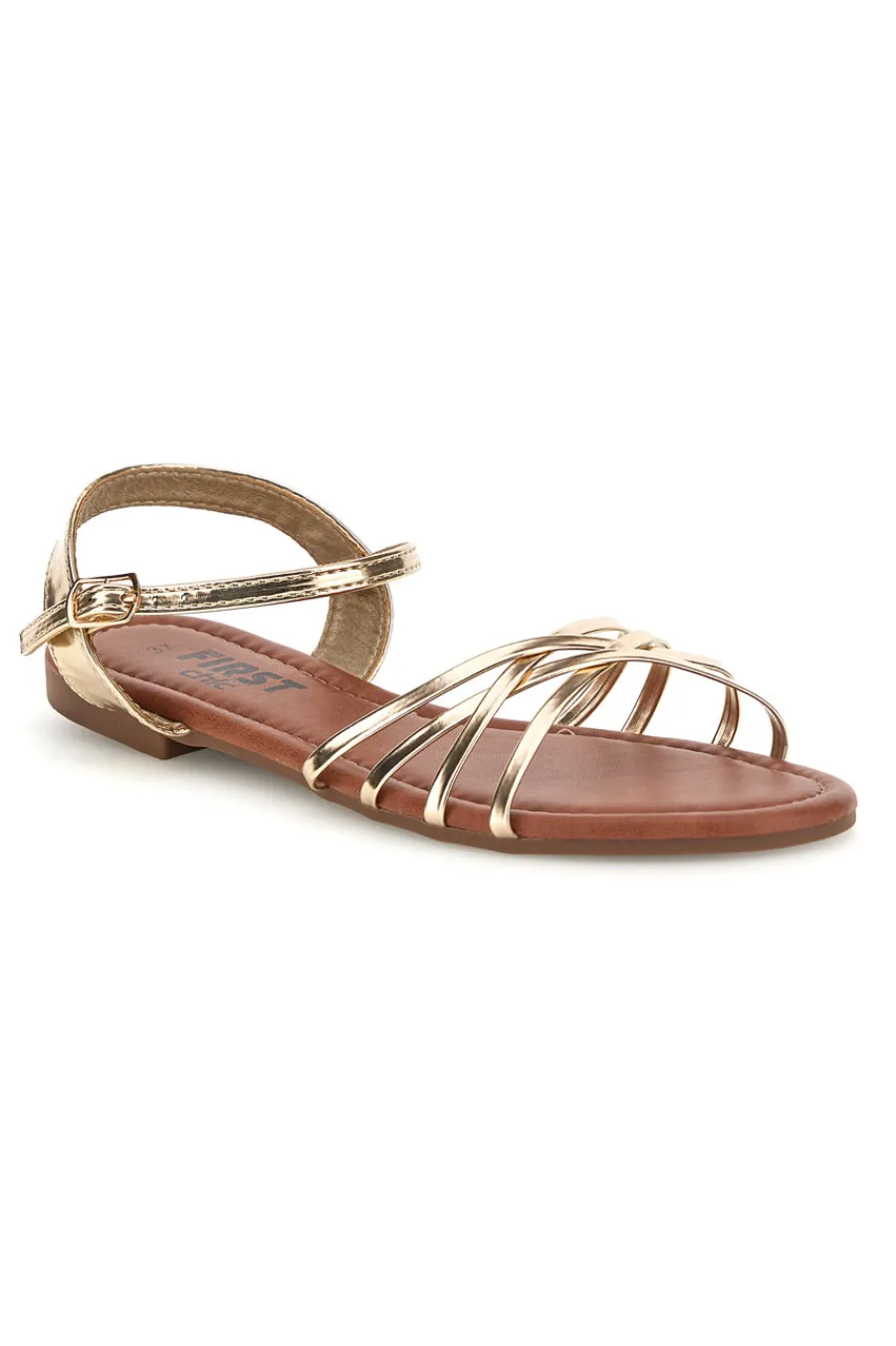 THE FIRST CHIC Sandali oro con fascette sottili e cinturino alla caviglia PRE3090 Outlet