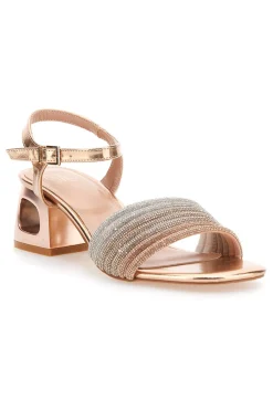 MON DIEU Sandali oro rosa con fascia glitter e tacco geometrico 1651 Discount