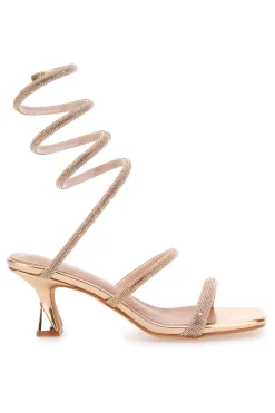 MON DIEU Sandali oro rosa con strass e laccio a spirale 1614 ROSA ORO Discount