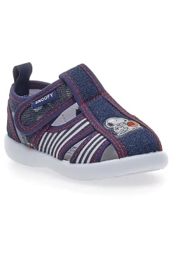 SNOOPY Sandali Primi Passi Chiusi in Punta Jeans e a Righe 0616109