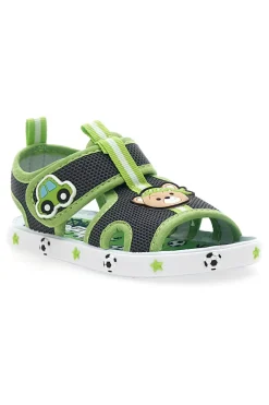 PITT KIDS Sandali Primi Passi Grigio e Verde con orsetto e machinina PK2636A
