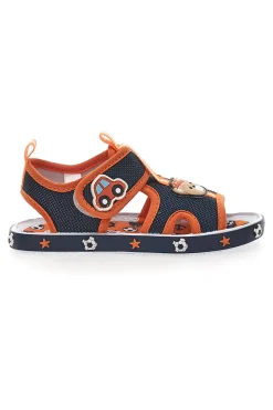 PITT KIDS Sandali Primi Passi Navy e Arancione con orsetto e machinina PK2636B