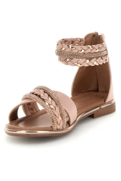 GRAZIE GIRL Sandali rosa con fasce incrociate glitter e cerniera 15023