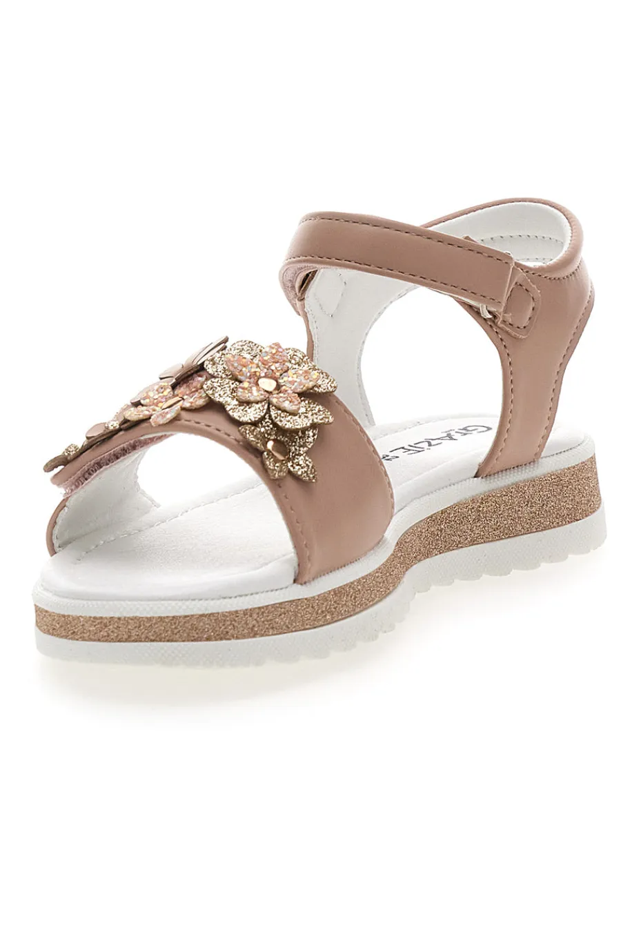 GRAZIE GIRL Sandali Rosa con Fiori e Chiusura a Velcro 2848