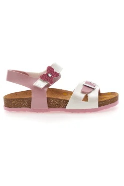 PITTARELLO BIO Sandali rosa e bianchi con fiocco glitter e plantare preformato 257A157SR
