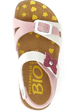 PITTARELLO BIO Sandali rosa e bianchi con fiocco glitter e plantare preformato 7A157SR