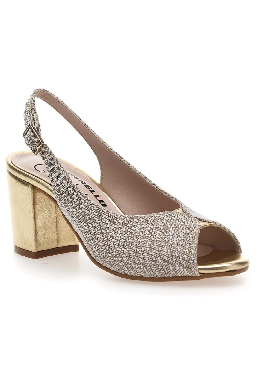 PITTARELLO GLAM Sandali Slingback Platino con Tomaia Effetto Ricamo 5991 Clearance