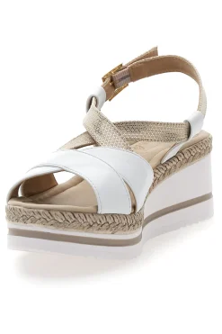 PITTARELLO LOOK Sandalo Bianco e Platino con Zeppa Media DC611109 New