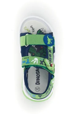 DINOSAURO Sandalo blu verde con disegno T-Rex con luci S80202T10