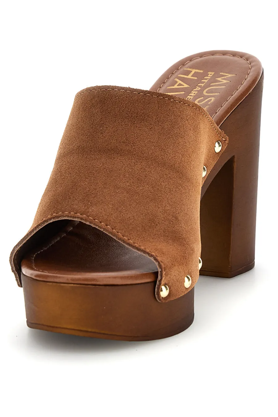 PITTARELLO Sandalo marrone con tacco e borchie Must Have 11233 CUOIO Discount