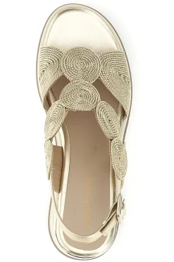 MARIELLA BURANI Sandalo oro con zeppa e forme geometriche 52190C1578 New
