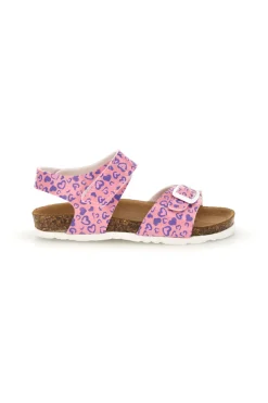 PITT KIDS Sandalo Rosa con Stampa Cuori e Plantare in Sughero 459CUV