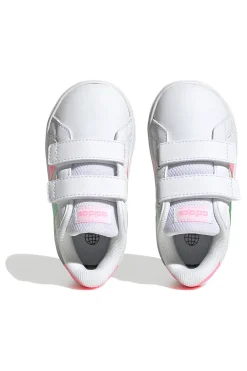ADIDAS Scarpe bianche con dettagli multicolor e chiusura a strappo Grand Court 2 CF I