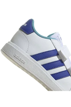 ADIDAS Scarpe bianche con strisce blu e chiusura a strappo Grand Court 2 CF I
