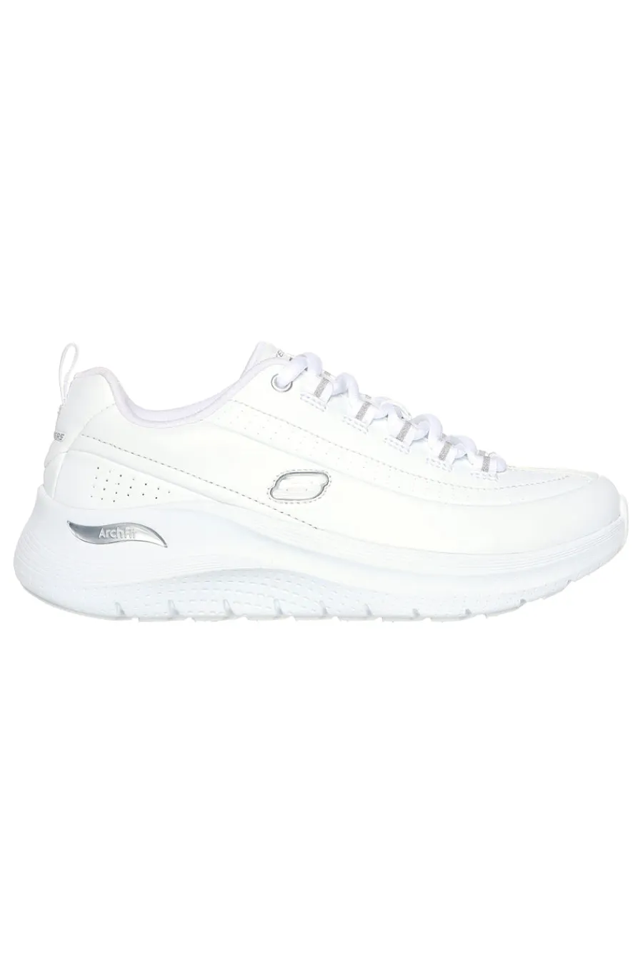 SKECHERS Scarpe bianche in pelle con supporto plantare Arch Fit ARCH FIT 2.0 STAR BOUND BIANCO/ARGENTO Clearance