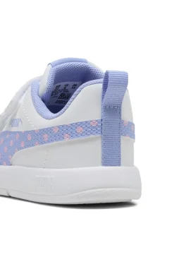PUMA Scarpe bianche lilla con chiusura a strappo Courtflex V3 Dotty V Inf