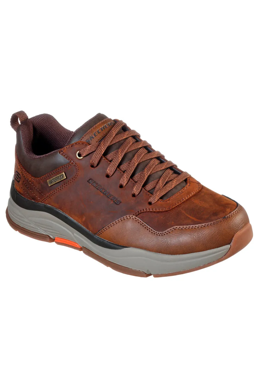 Uomo SKECHERS Scarpe casual marroni waterproof in pelle BENAGO HOMBRE