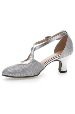 THE FIRST DANCE Scarpe da Ballo Argento con Tomaia Glitterata Made in Italy 5555 SILBER Best