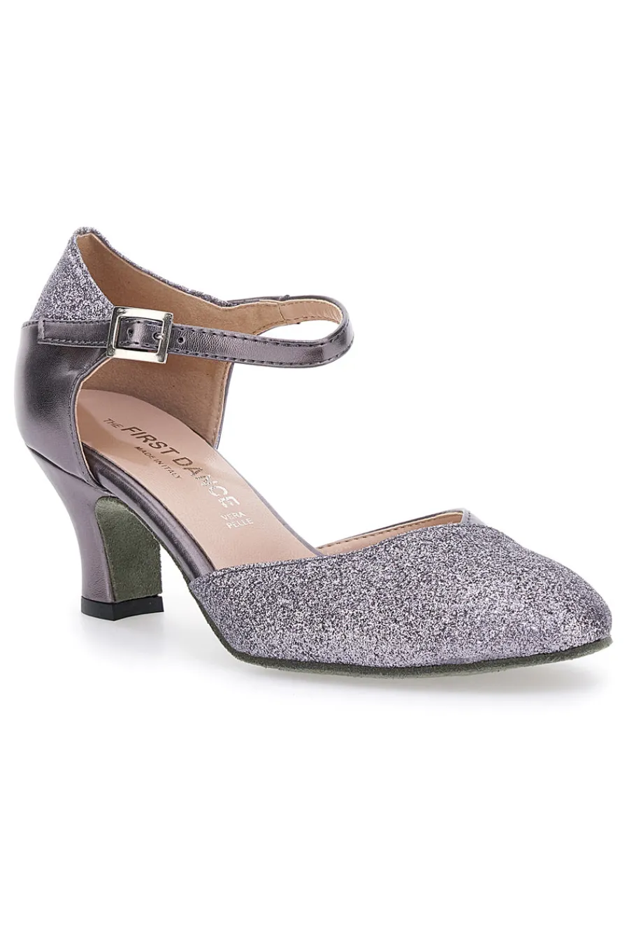 THE FIRST DANCE Scarpe da Ballo Grigio Scuro Con Tacco e Glitter 4552 CANNA DI FUCILE Hot
