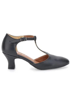 MON DIEU Scarpe da ballo nere con cinturino a T e suola in pelle 112 Clearance
