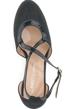 THE FIRST DANCE Scarpe da ballo nere con doppio cinturino incrociato e tacco medio 6555 NERO Clearance