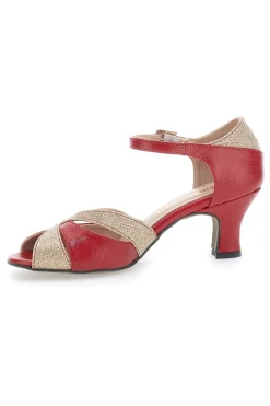 THE FIRST DANCE Scarpe da Ballo Rosse e Platino con Cinturino e Dettagli Scintillanti 5129