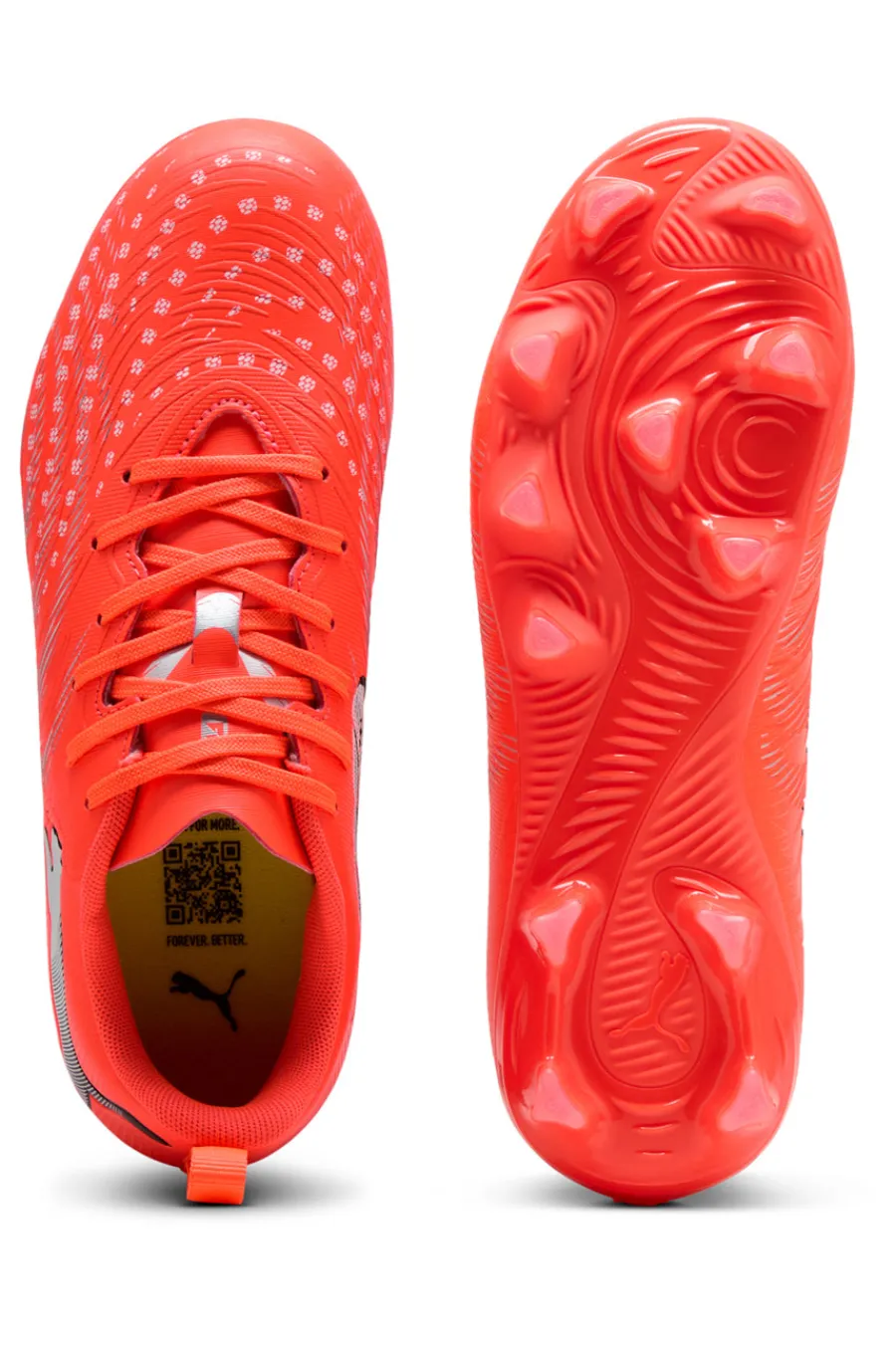 PUMA Scarpe da calcio corallo fluo con dettagli tecnici Future 9 Play Jr