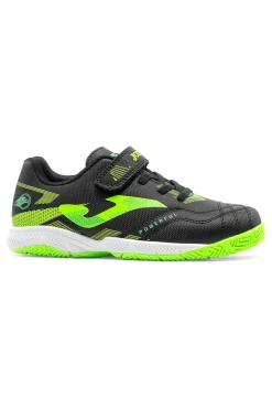 JOMA Scarpe da calcio indoor nere e verde fluo con strappo POJS2601INV