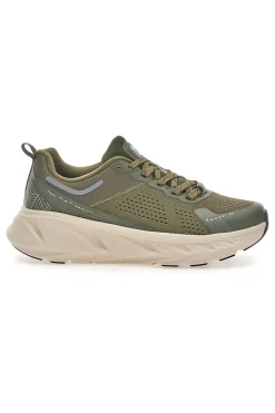 Uomo ROUTE 66 Scarpe da ginnastica verde militare con suola beige RO51811D