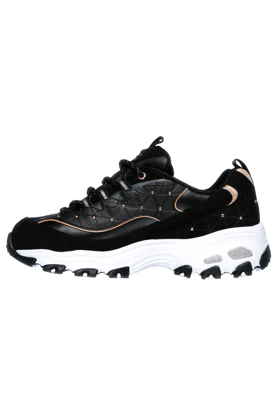 SKECHERS Scarpe nere chunky con borchie e Memory Foam D'Lites Glamour Feels Outlet