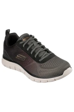 Uomo SKECHERS Scarpe nere e verde oliva stile training Track Ripkent