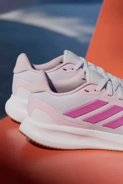 Donna ADIDAS Scarpe running bianche e rosa in mesh con suola Cloudfoam Runfalcon 5 J