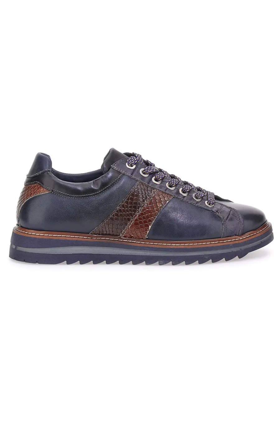 Uomo PITTARELLO ECO Scarpe stringate blu con inserti effetto pitone e suola carrarmato 25276006