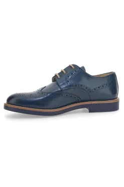 Uomo PITTARELLO Scarpe Stringate Blu Con Ricamo All'Inglese 8023