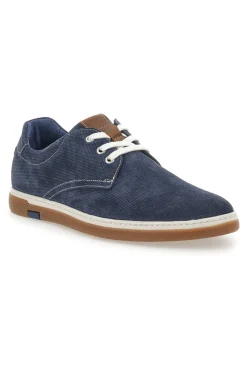 Uomo PITTARELLO ECO Scarpe Stringate Blu con Tomaia Traforata in Pelle 200012