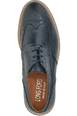 Uomo LONGFORD Scarpe Stringate Blu Vera Pelle 596