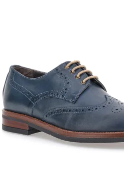 Uomo PITTARELLO Scarpe Stringate Francesine blu in pelle con lavorazione brogue 06