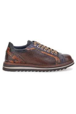 Uomo PITTARELLO ECO Scarpe Stringate marroni effetto pitone con suola carrarmato 25276002
