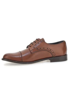 Uomo PITTARELLO Scarpe Stringate Marroni In Vera Pelle Made In Italy 7715