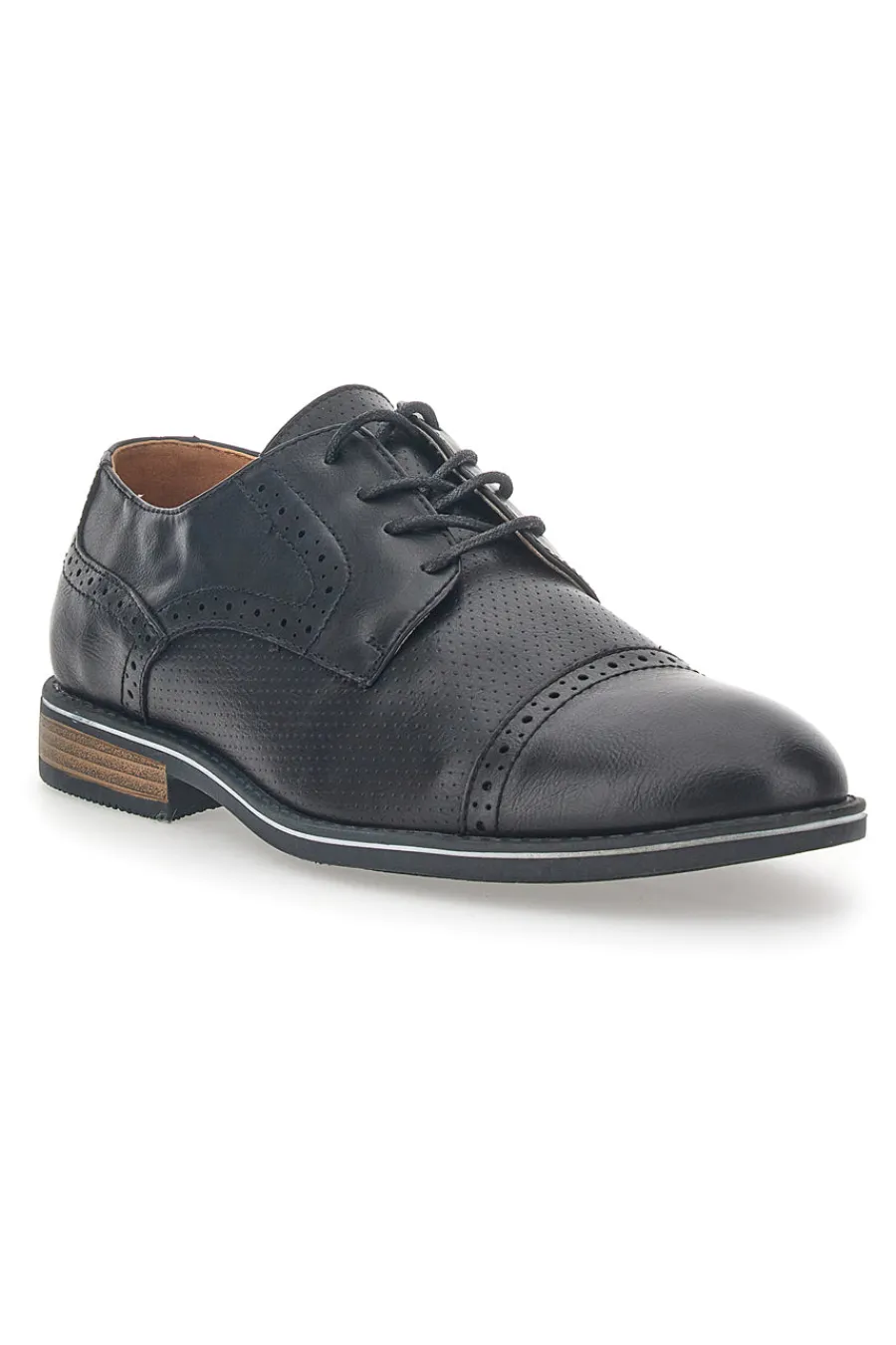 Uomo JOHES LAND Scarpe Stringate Nere Con Ricamo All'Inglese 188352
