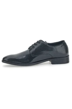 Uomo JOHES LAND Scarpe Stringate Nere Con Trama Effetto Lucido 178284