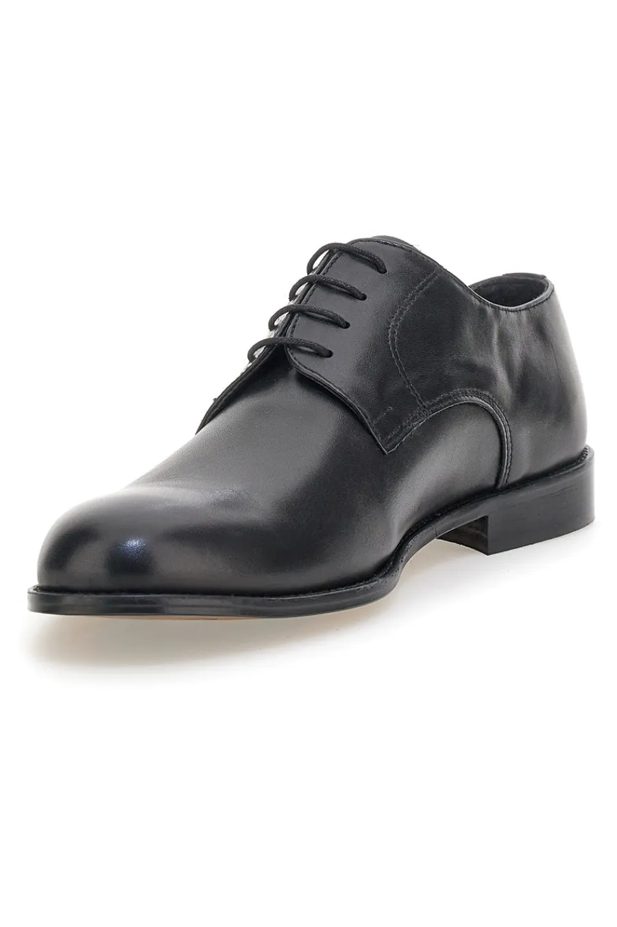 Uomo PITTARELLO Scarpe stringate nere in pelle con suola in cuoio made in Italy 7720