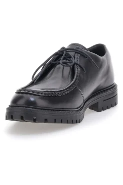 Uomo ALTEMBERG Scarpe Stringate Nere In Pelle 2202
