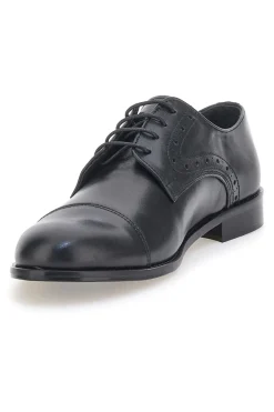 Uomo PITTARELLO Scarpe Stringate Nere In Vera Pelle Made In Italy 7715