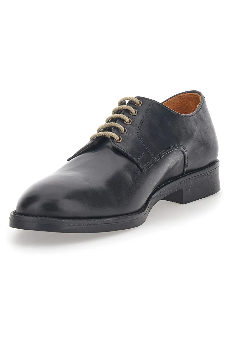 Uomo LONGFORD Scarpe Stringate Nere In Vera Pelle 712
