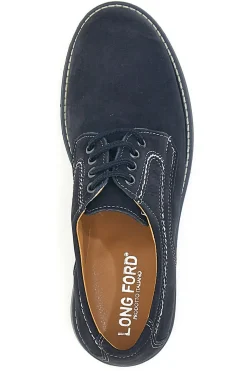 Uomo LONGFORD Scarpe Stringate Vera Pelle Blu 1