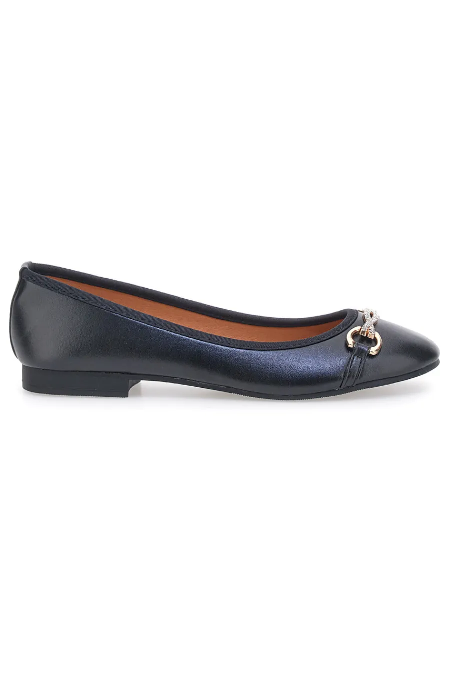 THE FIRST Schwarze Ballerinas mit Zierkette IDE172 NERO Online