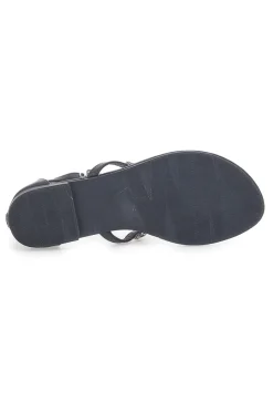 THE FIRST CHIC e Flip-Flop-Sandalen mit Schmucksteinen und Reißverschluss hinten PREA482 SCHWARZ Discount