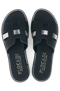 PLOCADI Schwarze Hausschuhe mit Metallic-Einsätzen MAT16 NERO Hot