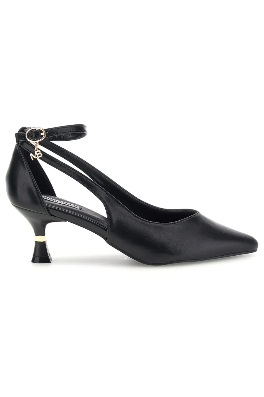 MARIELLA BURANI Schwarze Pumps mit Knöchelriemen und geformtem Absatz Burani 51851c1204 NERO